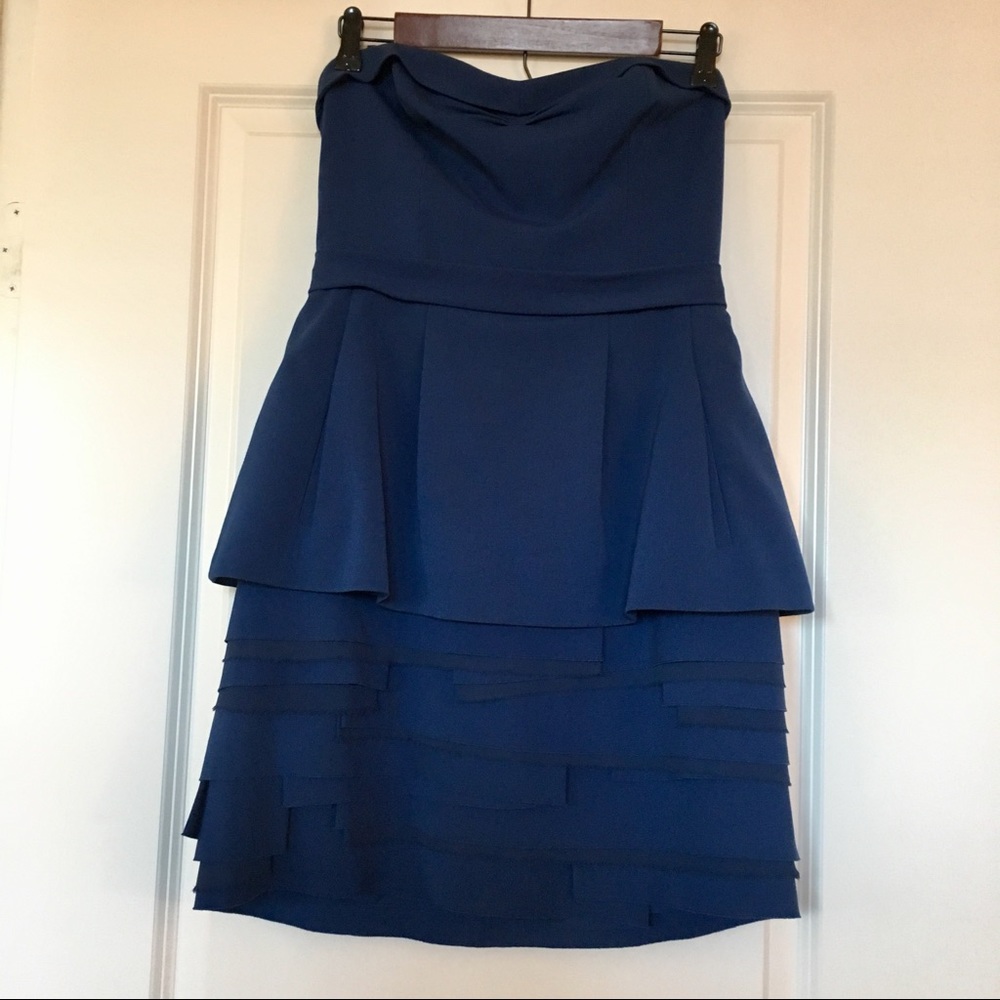 Blue Annika Strapless Cocktail Dress | BCBGMaxAzria | size 8